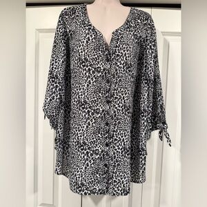 Catherines animal print 3/4 sleeve blouse top 2xp 2x petite
